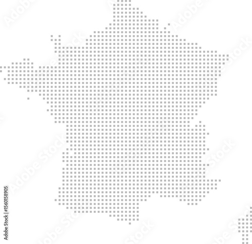 France – square dot grid vector map (Web Mercator projection, PPT-compatible & fully editable)