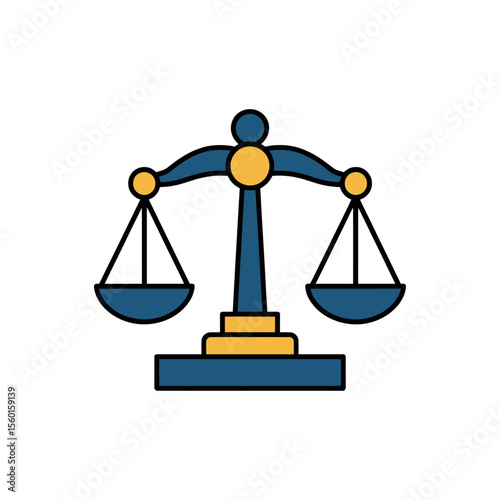 Justice Symbol Illustration: The scales of justice, a symbol of fairness and balance, are rendered in a clean and modern style, ready for various design needs.