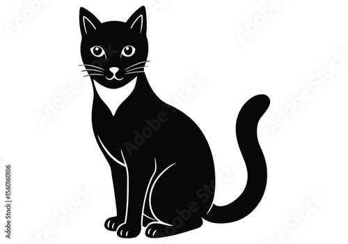 cat  sitting  walking  silhouette on white background