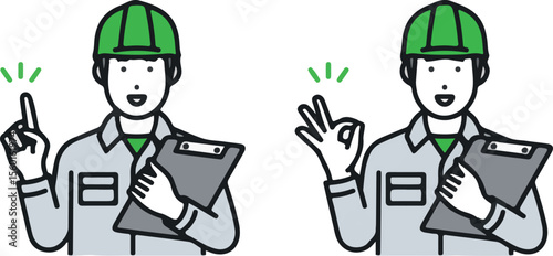 Male workers good pointing	