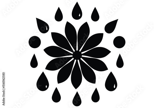 raindrops on petals raindrops silhouette on white background