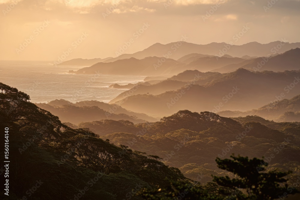 Fototapeta premium Sunset Mountain Dawn Snow Landscape Scene