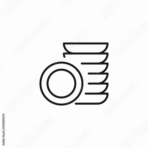 kitchen dishes icon sign vector