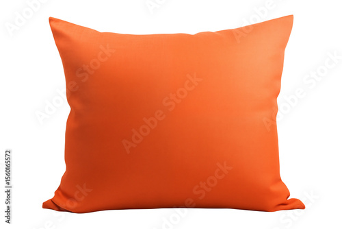 An orange throw pillow sits against a black backdrop, perfect for interior design mockups and home decor product displays.transparent PNG, isolated background 