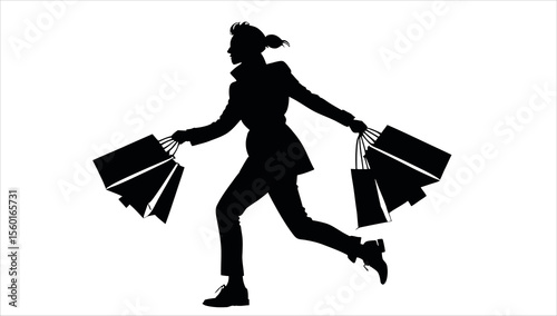 A Silhouette of a woman holding shopping bags