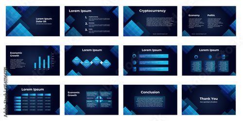 modern presentation template featuring a refreshing design that combines light and dark blue, suitable for company presentations, school projects, and product promotions	
