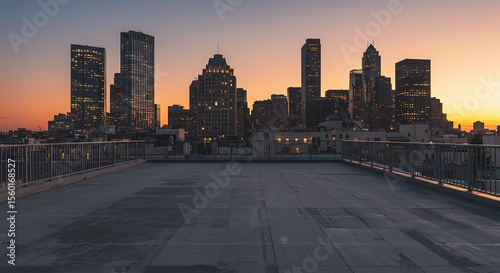 City skyline at sunset rooftop view evening urban landscape