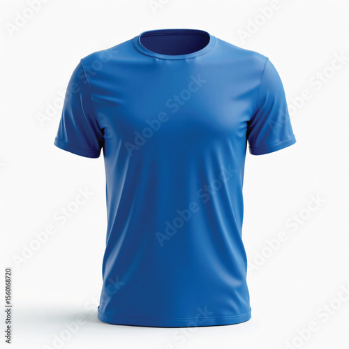 Blue t shirt front  view, isolated on white background. Ready for your mock up  template design  