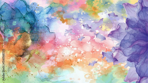Boho Floral Rose Watercolor abstract hand painted background A dreamy pastel watercolor splash for paper texture, wallpaper and fabric print