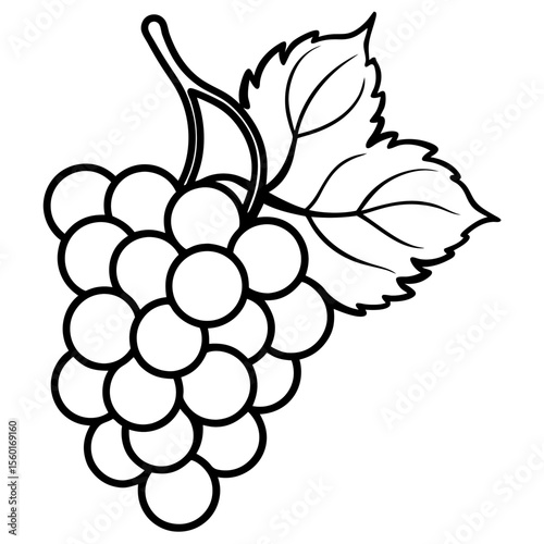Minimalist Grape Bunch Vector – Flat Art Style