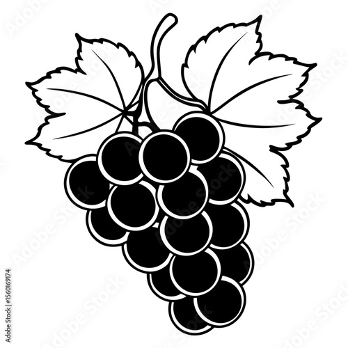 Minimalist Grape Bunch Vector – Flat Art Style