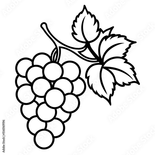 Minimalist Grape Bunch Vector – Flat Art Style
