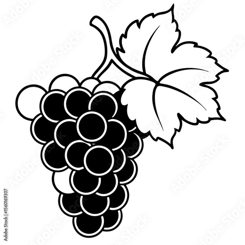 Minimalist Grape Bunch Vector – Flat Art Style