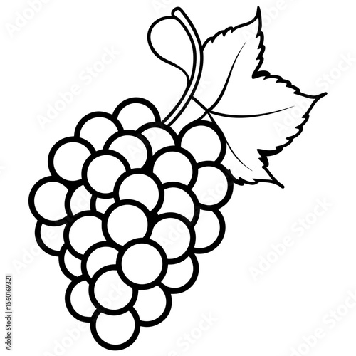 Minimalist Grape Bunch Vector – Flat Art Style