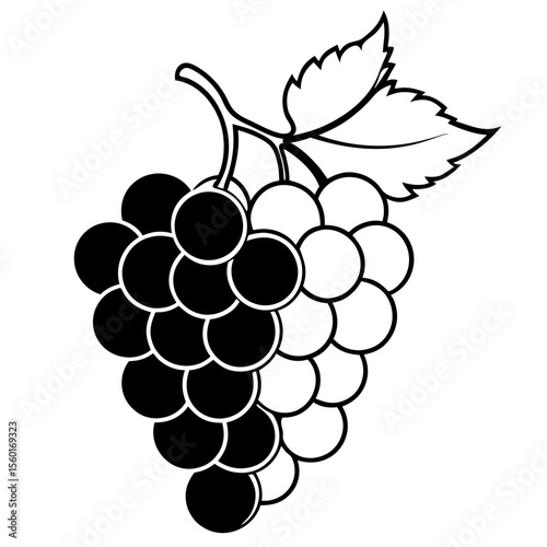 Minimalist Grape Bunch Vector – Flat Art Style