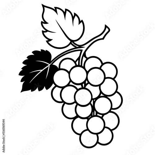 Minimalist Grape Bunch Vector – Flat Art Style
