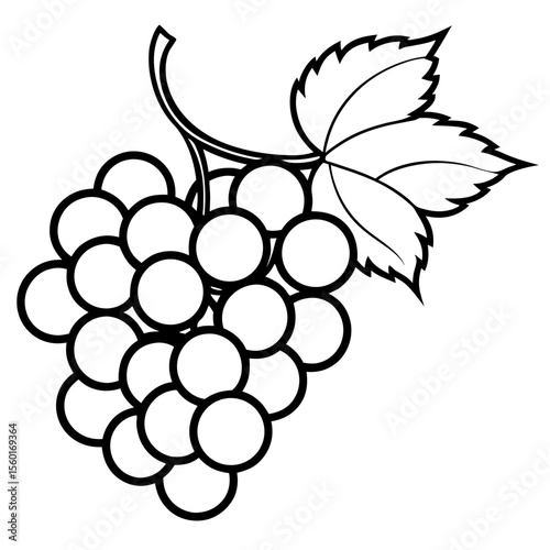 Minimalist Grape Bunch Vector – Flat Art Style