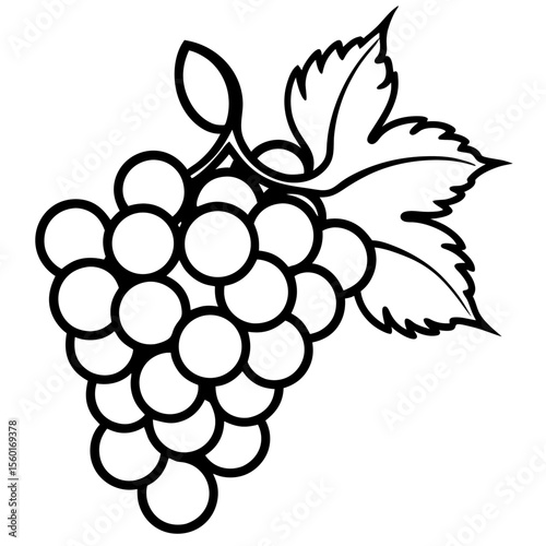 Minimalist Grape Bunch Vector – Flat Art Style