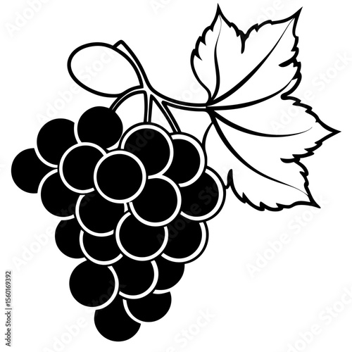 Minimalist Grape Bunch Vector – Flat Art Style