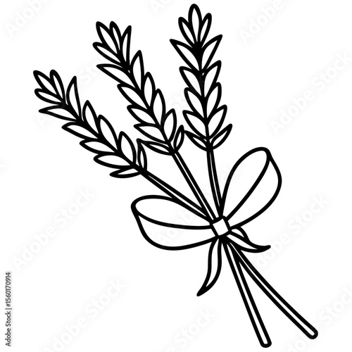Minimalist Lavender Sprigs Vector Art
