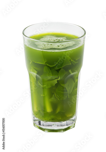 Wallpaper Mural Refreshing green beverage in a glass, with light foam on top and plant matter in liquid Torontodigital.ca