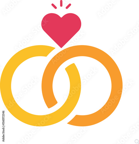 Heart mark and wedding ring. Engagement. Vector. Pro Vector