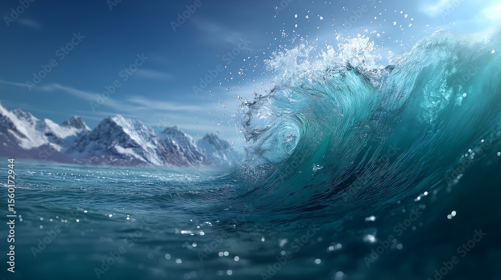 Obraz premium Majestic Ocean Wave at Sunrise Stunning Nature Photography