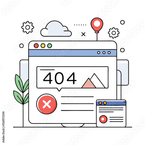 Minimalist 404 Error Page Wireframe Design