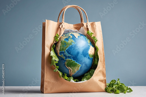 Eco-Friendly Shopping Bag Carrying Planet Earth Inside