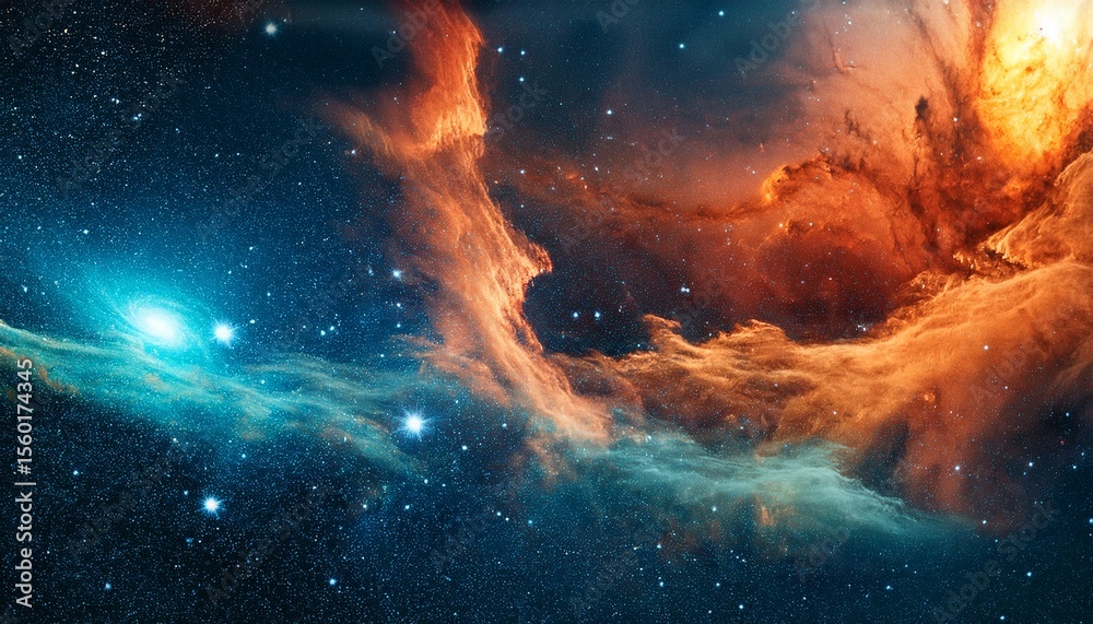 Fototapeta premium image galaxy background deep teal burnt orange ethereal