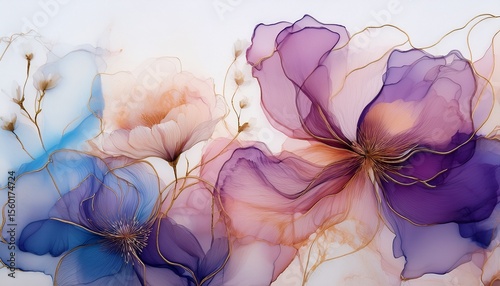 flores abstrastas translucidas estilo tinta de alcohol