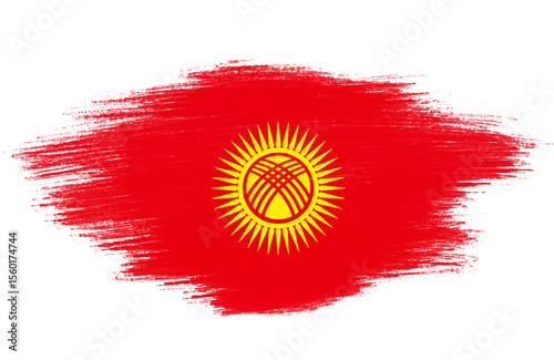 krygyzstan flag with paint strokes photo