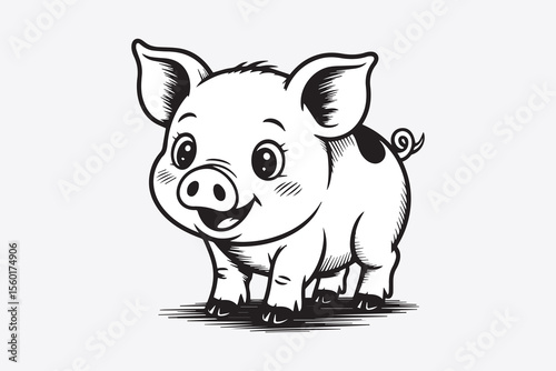 cute pig illustration vector