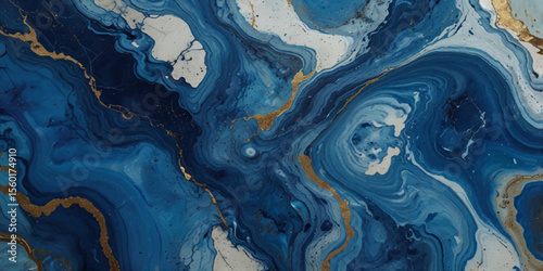 Beautiful abstract blue and white marble luxurious wall grunge background. Blue marble stone wall texture.	