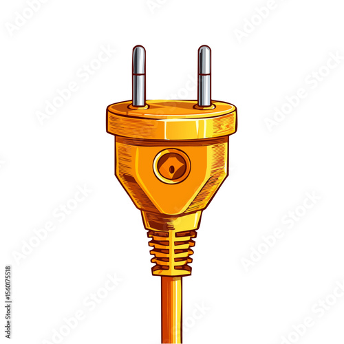 Isolated Yellow Two-Pin Electrical Plug Illustration on Black Background