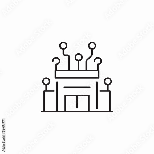 digital building network icon sign vector