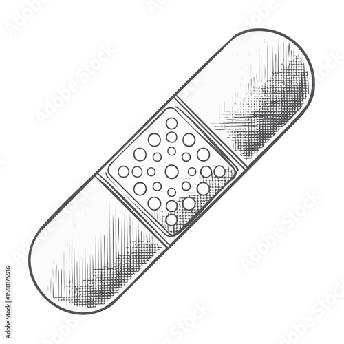 Adhesive Bandage Close-Up First Aid Medical Treatment Protection Wound Care Illustration
