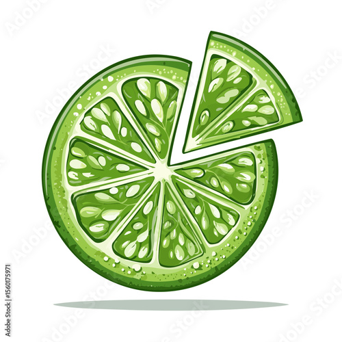 Green Lime Slice Illustration, Citrus Fruit Segment, Juicy Refreshment, Summer Ingredient, Healthy Food