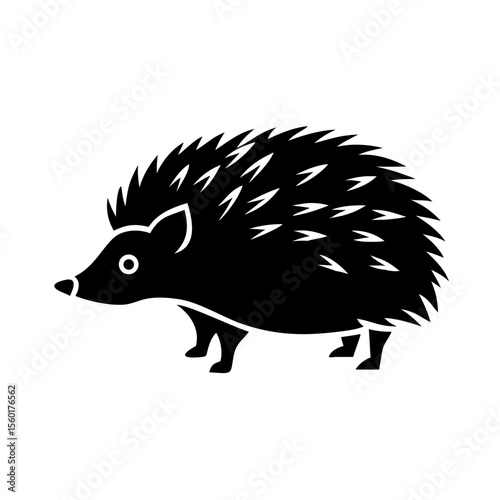 Adorable hedgehog illustration. Detailed hedgehog graphic design shows prickly spines and tiny legs. Cute hedgehog image perfect for children's books, greeting cards, and apparel prints.