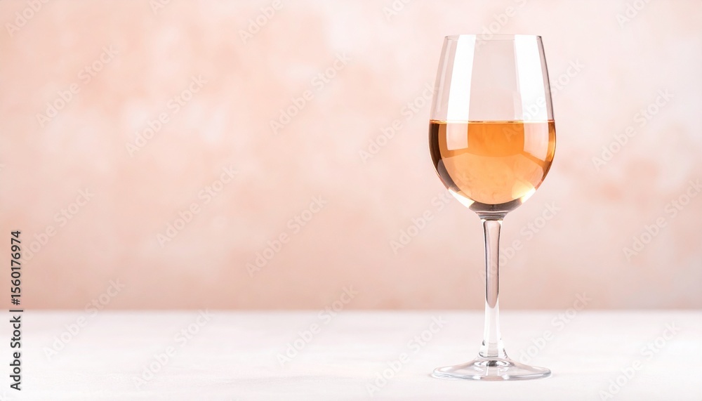 Fototapeta premium Concepto minimalista de copa de vino sobre fondo neutro. Enología, bebida, alcohol, viñedo, bodega