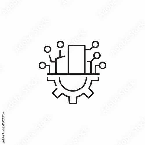 gear tech building icon sign vector