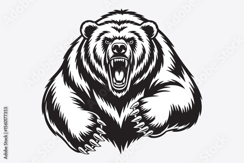  roaring bear illustration vector