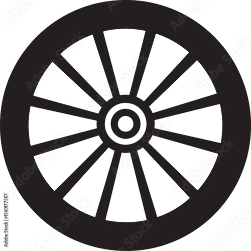 Wagon wheel icon, wagon wheel silhouette vector, wheel vector silhouette icon illustration