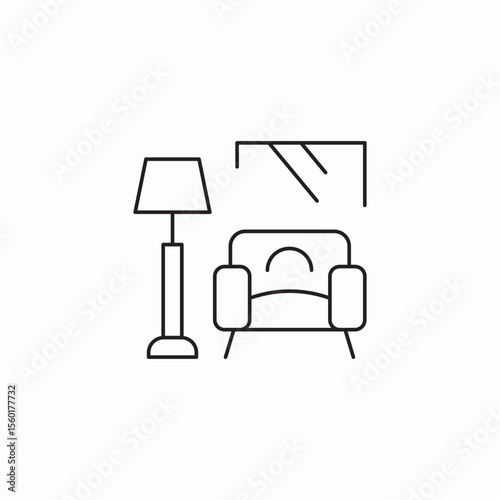 living room furniture icon sign vector