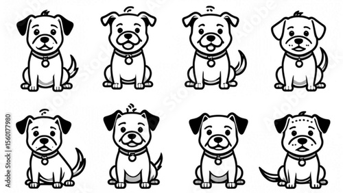 お座りポーズの犬キャラクター集｜Sitting Dog Character Collection