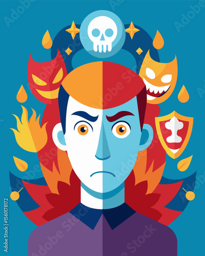 A polished and wellspoken facade conceals a person who enjoys playing mind games and toying with other peoples emotions.. Vector illustration