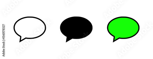 Communication icon representing dialogue in three design variations - contour, silhouette and two-color  