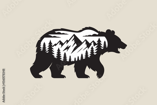 roaring bear illustration vector