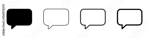 Various speech bubble icon, four variants of icon designs - silhouette, outline with three types of outline thickness