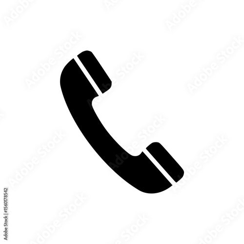 Black telephone handset silhouette icon  